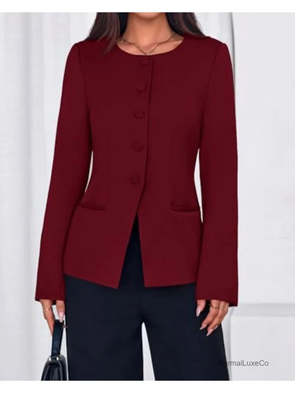 Women's Business Casual Open Front Long Sleeve Blazer Jacket with Pockets